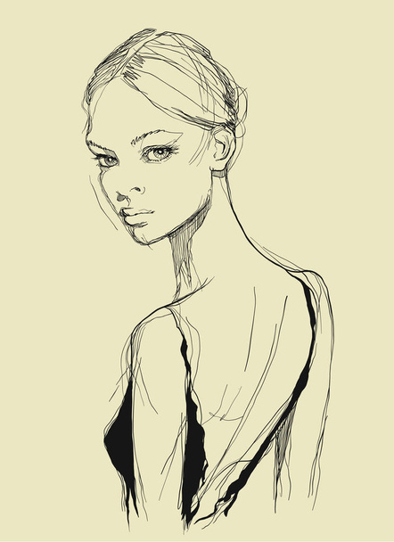Beautiful girl model, vector drawing. - Vector, Image