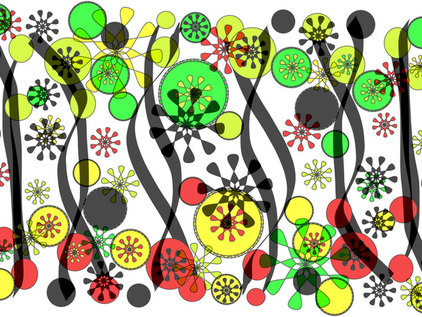 Современный абстрактный цветочный дизайн с черными стеблями на белом фоне
 - Фото, изображение