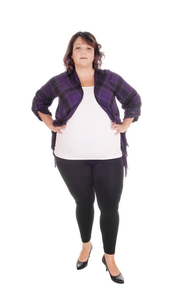 Full figured woman standing in tights - Photo, Image