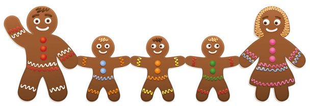 Gingerbread Man Crianças Mãe Pai Família
 - Vetor, Imagem
