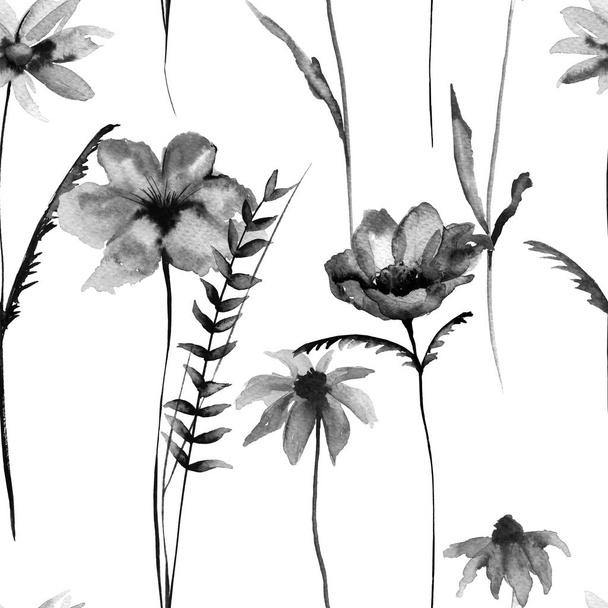 Hintergrund der Wildblumen. nahtloses Muster. - Foto, Bild