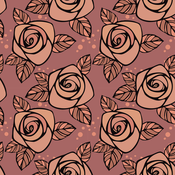 Seamless Floral wallpaper pattern with roses. - Vector, imagen