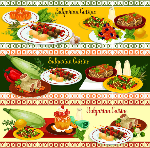 Bulgar mutfağı restoran bayrağı akşam yemeği menüsü - Vektör, Görsel