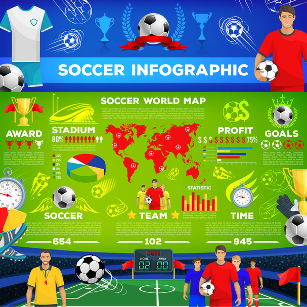 Foci játék infographic labdarúgó sport Club - Vektor, kép