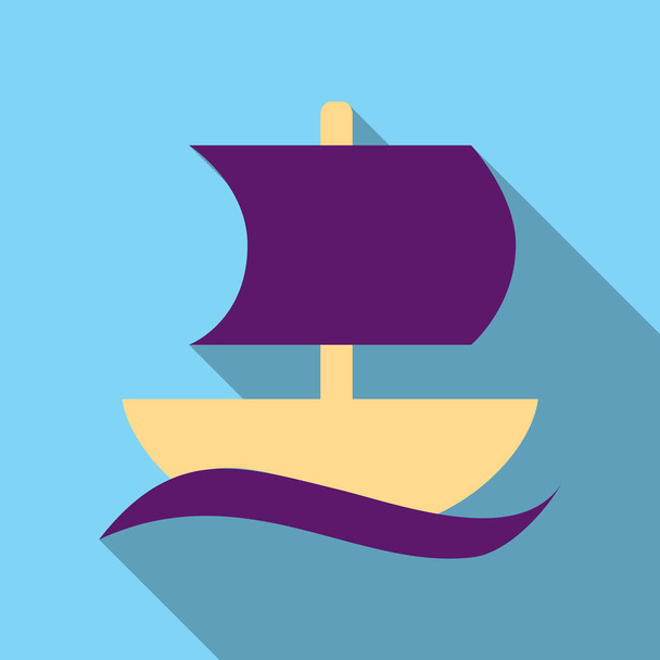 isolated sailboat icon flat style with shadow - Vetor, Imagem
