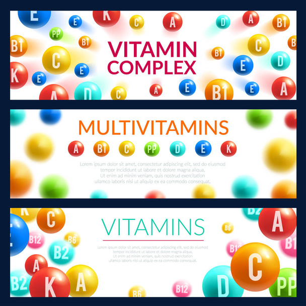 Vitamina píldora 3d banner para plantilla de medicina
 - Vector, imagen