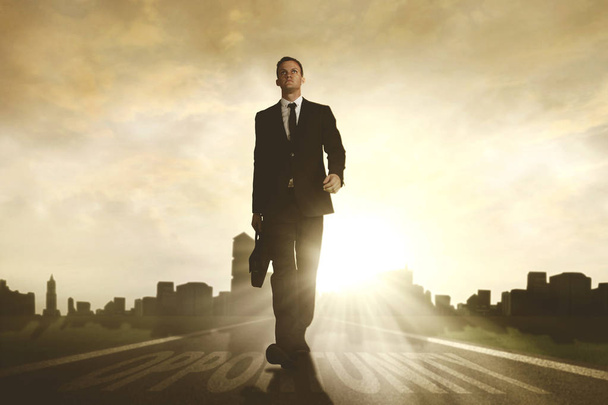 Confident businessman walking above opportunity - Photo, Image