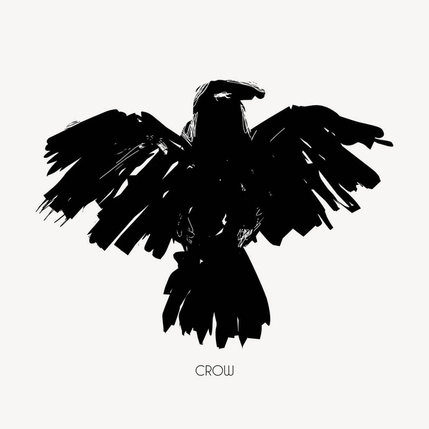 Grungy abstract raven illustration. Vector tribal bird. - Vector, Image