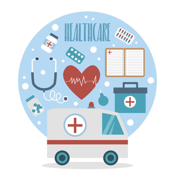 Ilustración de póster plano médico, cuidado de la salud y farmacia vector ilustración
 - Vector, imagen