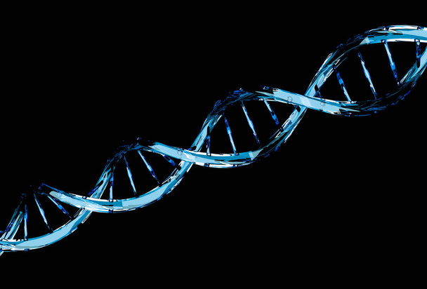 Sininen DNA-molekyylirakenne eristetty mustalla
 - Valokuva, kuva