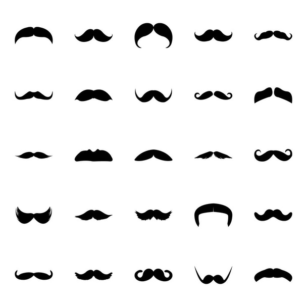 Glyph Icon Design Set of Mustaches - Вектор,изображение