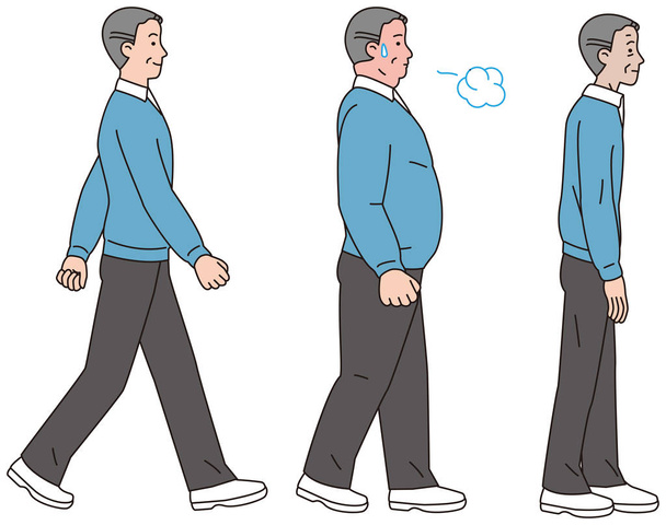 Männer mittleren Alters mit fettleibigem Typ und dünnem Körper - Foto, Bild