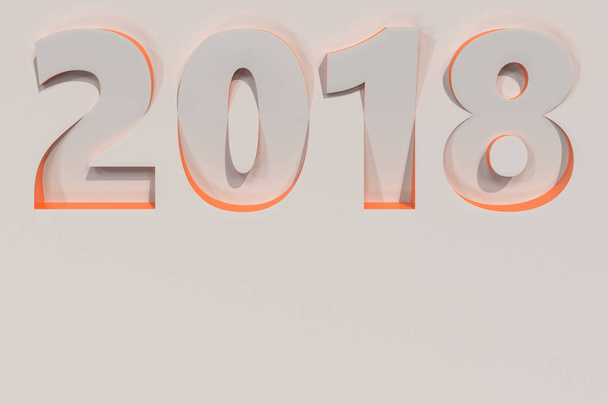 2018 number bas-relief on white surface with orange sides - Fotoğraf, Görsel