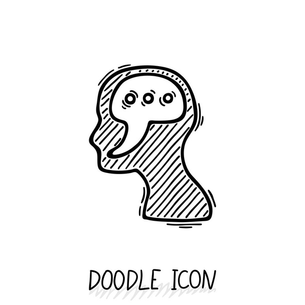 Doodle icon with human head. Symbol think and speak. - Photo, Image