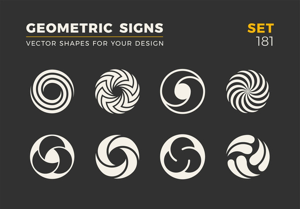 Conjunto de oito formas minimalistas da moda. emblemas do logotipo do vetor elegante para seu projeto. Coleção de sinais geométricos universais simples
. - Vetor, Imagem