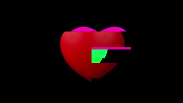 heart glitch interference animation seamless loop - new dynamic holiday retro joyful colorful vintage video footage - Footage, Video