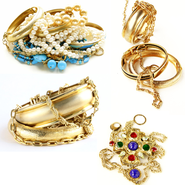 gold jewelry - pendants, bracelets, rings and chains - Photo, Image