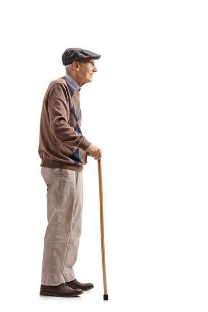 Senior with a cane waiting in line - Foto, Bild