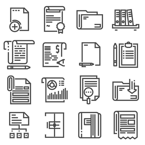 Vector line documents icons set - Vecteur, image