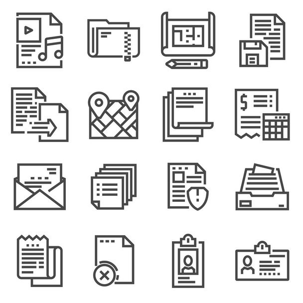 Vector line documents icons set - Vettoriali, immagini