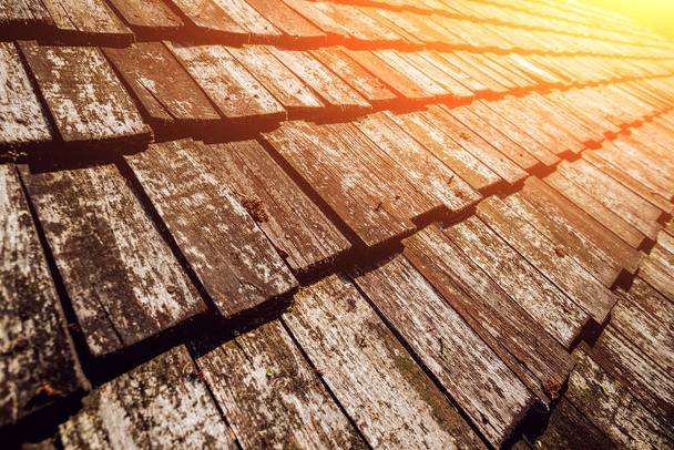Old wooden shake roof. Background and texture. - Photo, Image