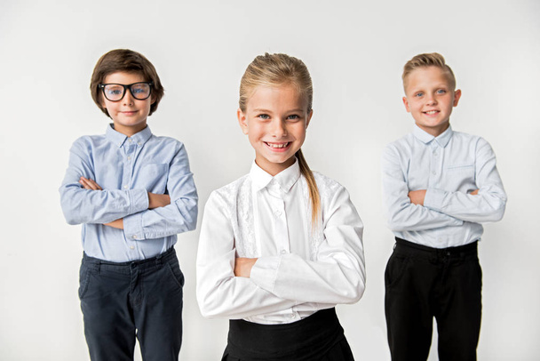 Optimistic intelligent kids are feeling gladness - Valokuva, kuva