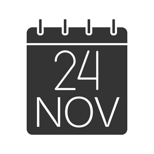 Εξέλιξη ημέρα ημερομηνία γλύφου εικονίδιο. Σύμβολο σιλουέτα. ΕΙΚΟΣΤΟ ΤΕΤΑΡΤΟ του Νοεμβρίου. Αρνητικό χώρο. Εικονογράφηση διάνυσμα απομονωμένες - Διάνυσμα, εικόνα