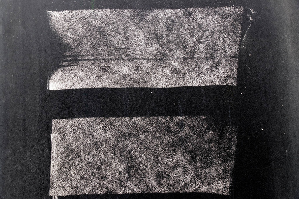 Set of grunge white chalk art brush in square line shape on black board background. Decoration and design element - Foto, Imagen