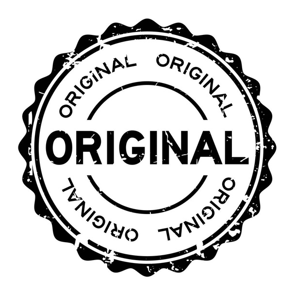 Grunge siyah orijinal word yuvarlak beyaz arka plan üzerinde iş damga mühür - Vektör, Görsel
