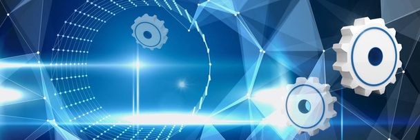 3D cog icons with blue technology background - Photo, image