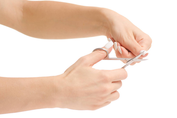 Female hands manicure scissors - Фото, изображение