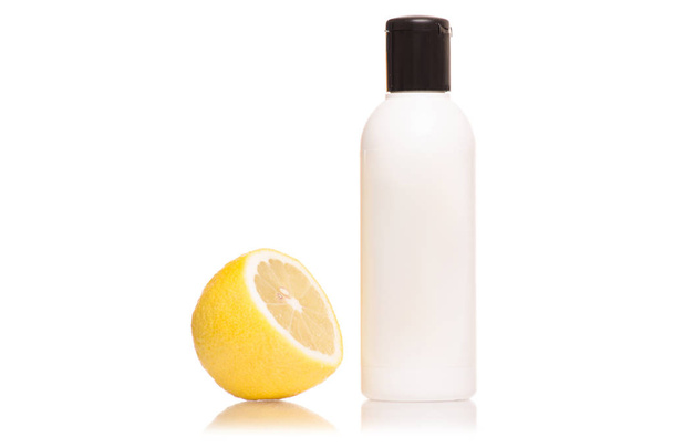 Cosmetic with lemon wadded disk - Photo, Image