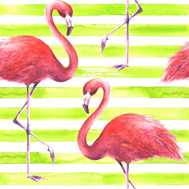 Seamless pink flamingos pattern - Fotoğraf, Görsel