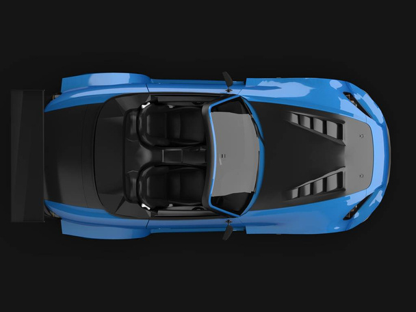 Сучасний синій спортивний кабріолет. Відкритий автомобіль з тюнінгом. 3D візуалізація
. - Фото, зображення
