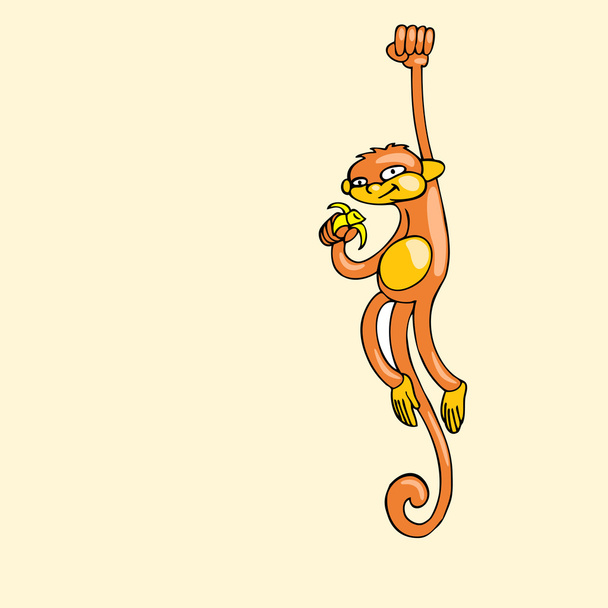 Monkey met banaan. vectorillustratie. - Vector, afbeelding