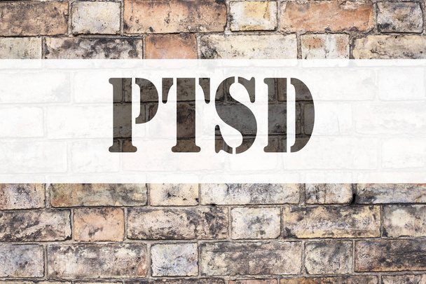 Conceptual announcement text caption inspiration showing PTSD Post-Traumatic Stress Disorder . Business concept for Health Treatment written on old brick background with copy space - Photo, Image