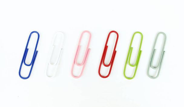 Colorful paper clip isolated on white background - Photo, Image