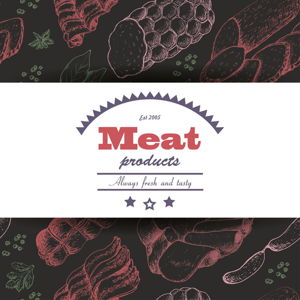 Vector background with meat products - Вектор,изображение