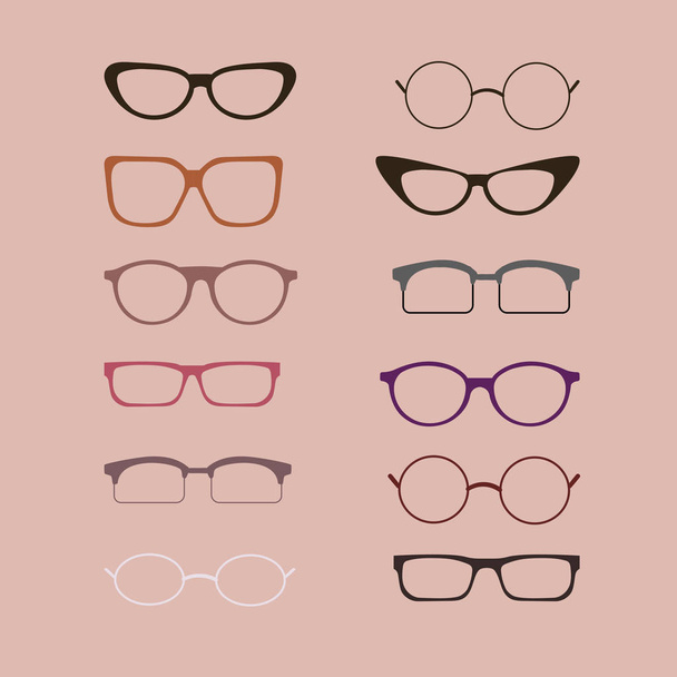 Um conjunto de óculos isolados. Modelos de óculos vetoriais
 - Vetor, Imagem
