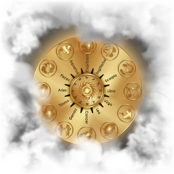 Знаки зодиака, обрамленные дымом
 - Вектор,изображение