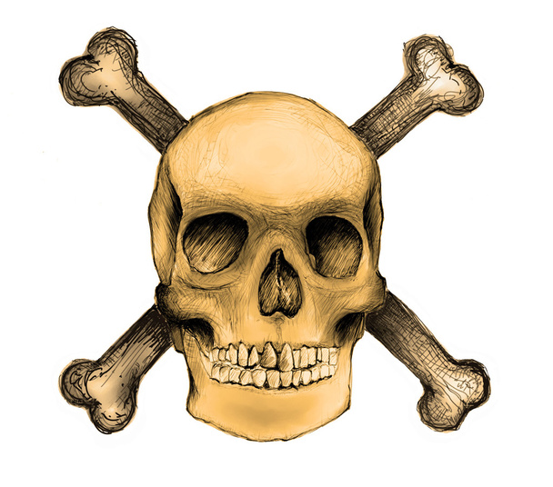 crânio e ossos cruzados
 - Foto, Imagem
