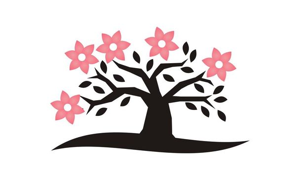 Plantilla de diseño de logotipo de flores y árboles Vector
 - Vector, Imagen