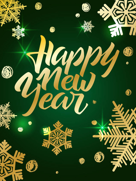 Happy New Year lettering. Hand written Happy New Year poster. Mo - Vetor, Imagem