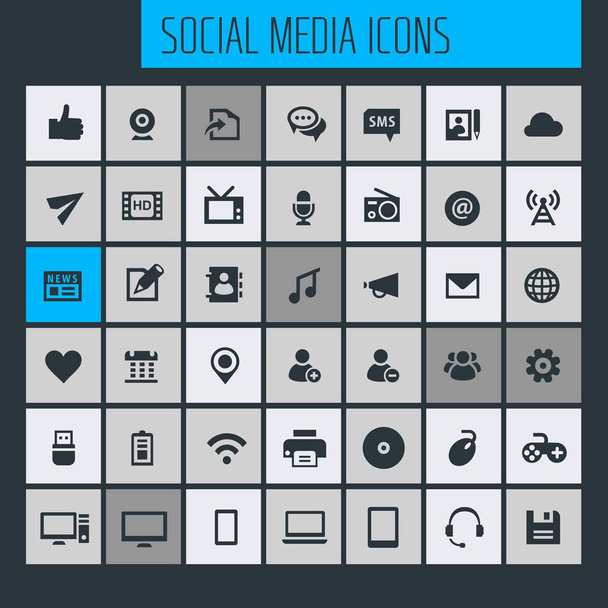 big set of trendy icons of social media, vector illustration - Vektor, obrázek