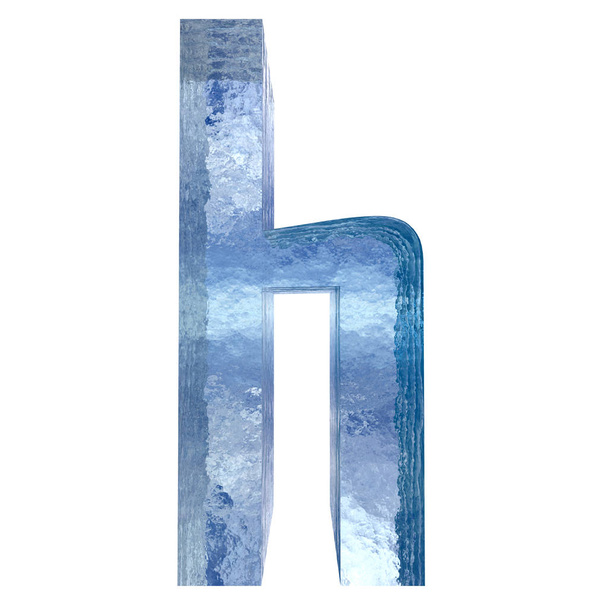 Fogalmi dekoratív kék hűvös kristály, fagyasztott folyékony levél h, téli szezon betűtípus  - Fotó, kép