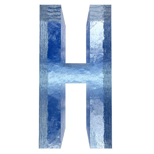 Conceptual decorative blue cool crystal of frozen liquid letter h , winter season font  - Photo, Image