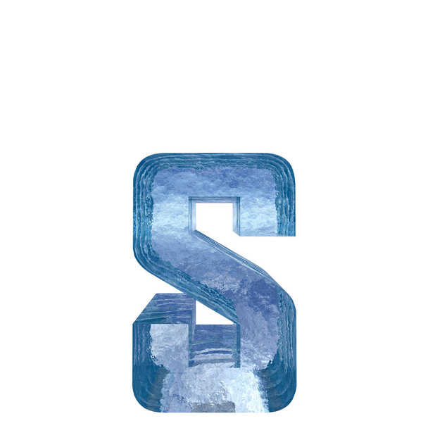 Концептуальний декоративний блакитний холодний кристал замороженої рідкої літери s, шрифт зимового сезону
  - Фото, зображення