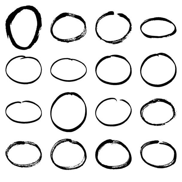 Grunge χέρι συρμένο γύρος πλαισίων απομονώνονται σε λευκό φόντο - Διάνυσμα, εικόνα
