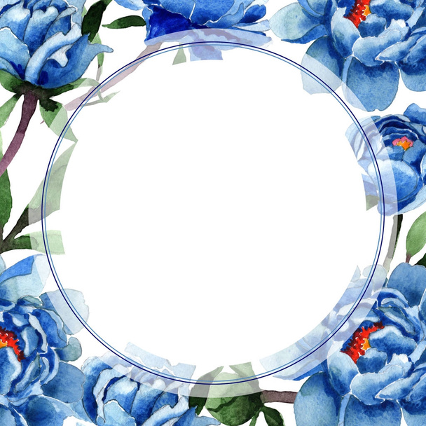 Wildflower peony flower frame in a watercolor style. - Photo, image