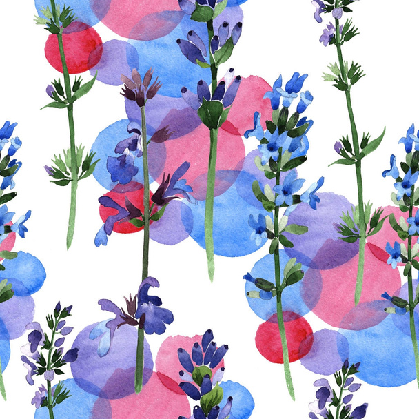 Wildflower lavender flower pattern in a watercolor style. - Фото, зображення